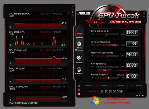 Skärmdump ASUS GPU Tweak för Windows 7