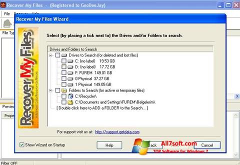 Skärmdump Recover My Files för Windows 7