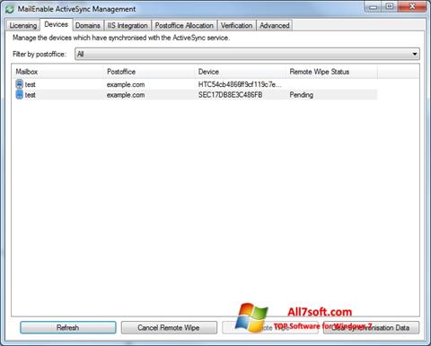 Skärmdump Microsoft ActiveSync för Windows 7