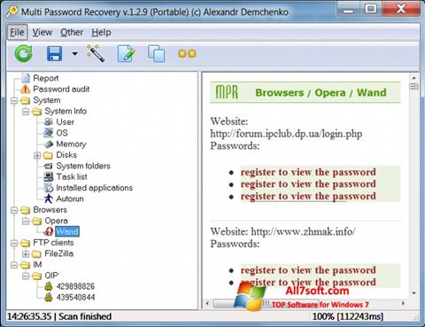 Skärmdump Multi Password Recovery för Windows 7