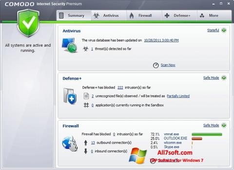 Skärmdump Comodo Internet Security Premium för Windows 7