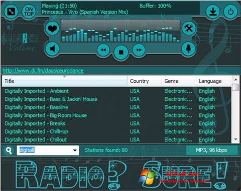Skärmdump RadioSure för Windows 7