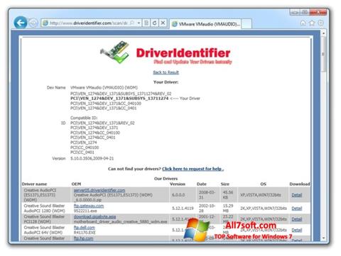 Skärmdump Driver Identifier för Windows 7