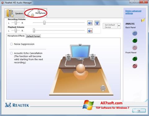 Skärmdump Realtek Audio Driver för Windows 7
