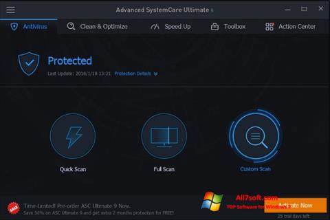 Skärmdump Advanced SystemCare för Windows 7