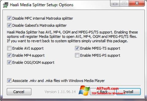Skärmdump Haali Media Splitter för Windows 7