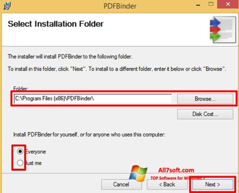 Skärmdump PDFBinder för Windows 7