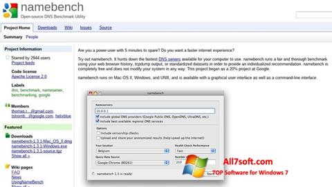 Skärmdump NameBench för Windows 7