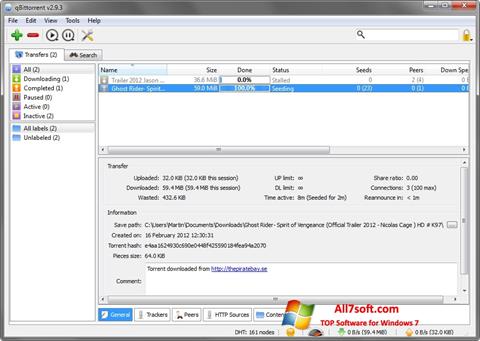 Skärmdump qBittorrent för Windows 7