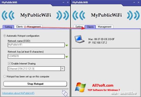 Skärmdump MyPublicWiFi för Windows 7
