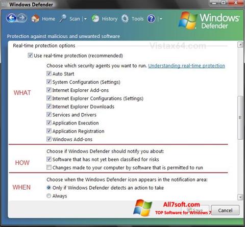 Skärmdump Windows Defender för Windows 7