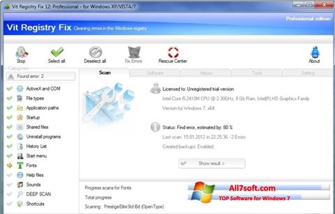 Skärmdump Vit Registry Fix för Windows 7
