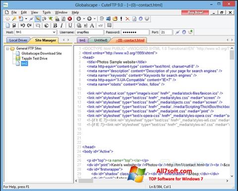 Skärmdump CuteFTP för Windows 7