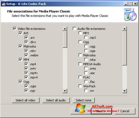 Skärmdump K-Lite Codec Pack för Windows 7