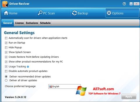 Skärmdump Driver Reviver för Windows 7