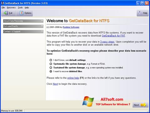 Skärmdump GetDataBack för Windows 7