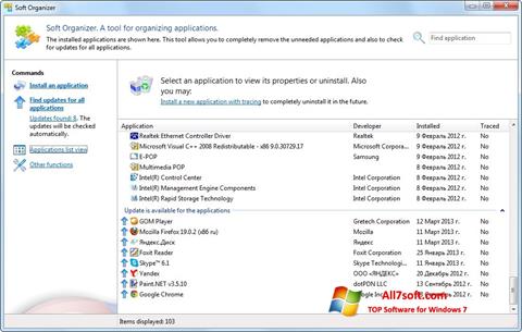 Skärmdump Soft Organizer för Windows 7
