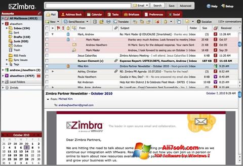 Skärmdump Zimbra Desktop för Windows 7