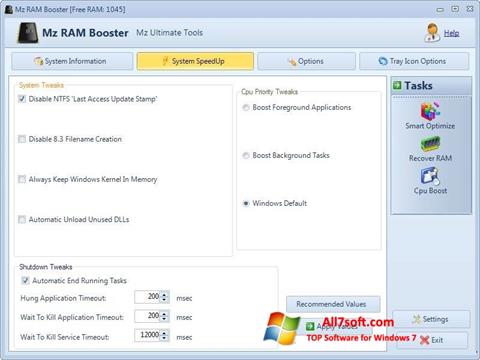 Skärmdump Mz RAM Booster för Windows 7