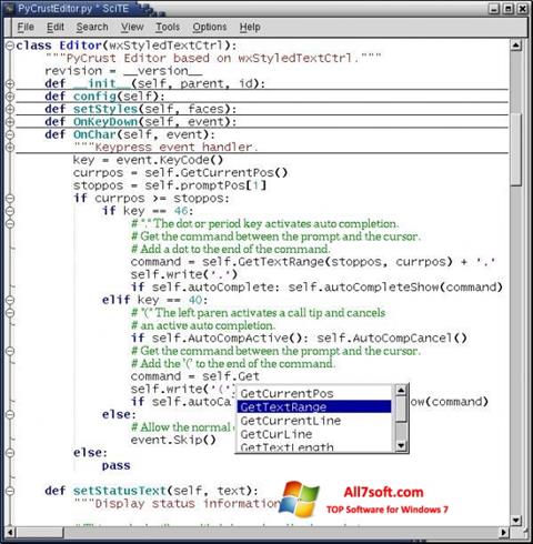 Skärmdump SciTE för Windows 7