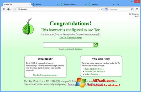 Skärmdump Tor för Windows 7