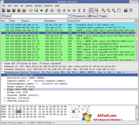 Skärmdump Wireshark för Windows 7