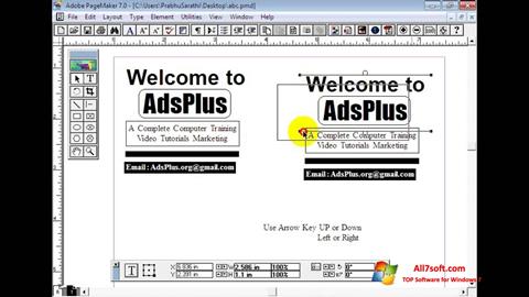 Skärmdump Adobe PageMaker för Windows 7