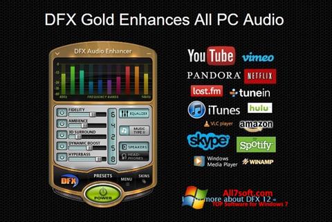 Skärmdump DFX Audio Enhancer för Windows 7
