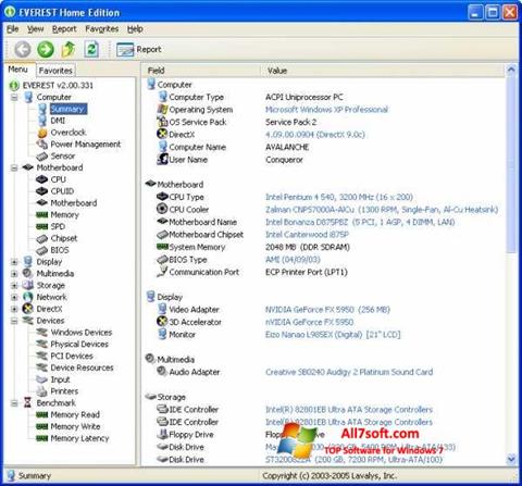 Skärmdump EVEREST för Windows 7