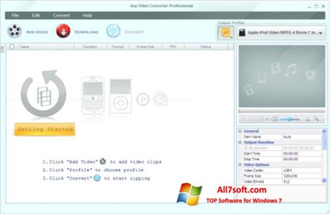 Skärmdump Any Video Converter för Windows 7