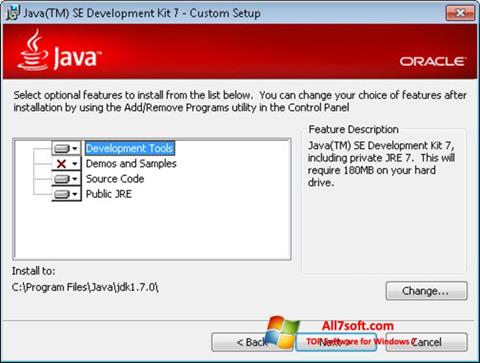 Skärmdump Java SE Development Kit för Windows 7