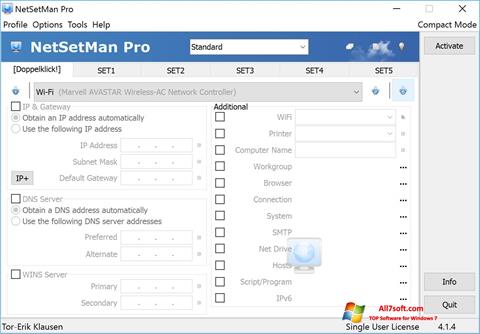 Skärmdump NetSetMan för Windows 7