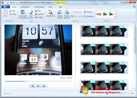Skärmdump Windows Live Movie Maker för Windows 7