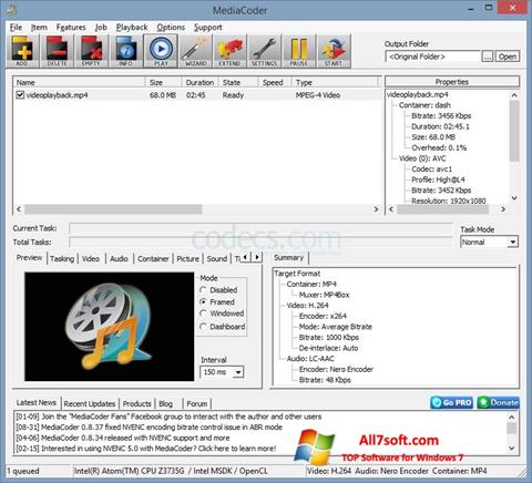 Skärmdump MediaCoder för Windows 7