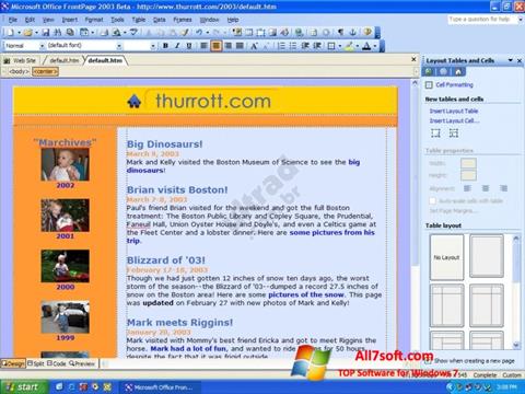 Skärmdump Microsoft FrontPage för Windows 7