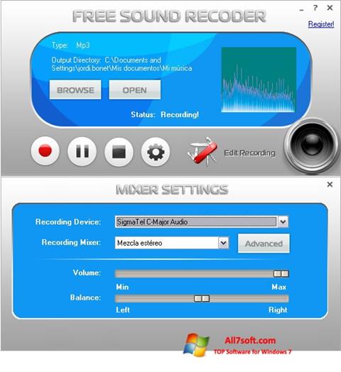 Skärmdump Free Sound Recorder för Windows 7