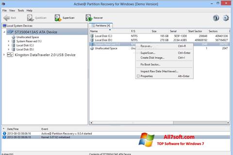 Skärmdump Active Partition Recovery för Windows 7