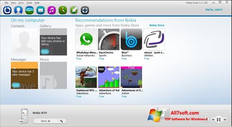 Skärmdump Nokia PC Suite för Windows 7