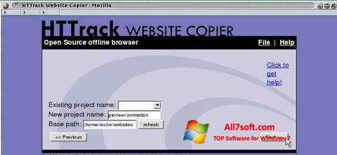 Skärmdump HTTrack Website Copier för Windows 7