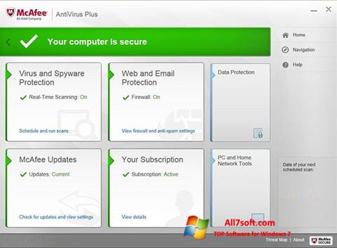 Skärmdump McAfee AntiVirus Plus för Windows 7