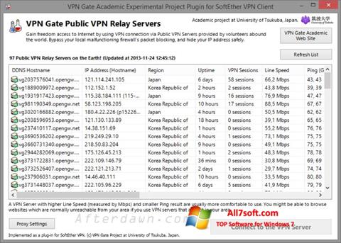 Skärmdump VPN Gate för Windows 7