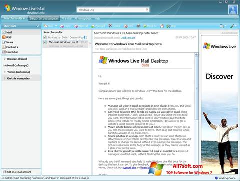 Skärmdump Windows Live Mail för Windows 7