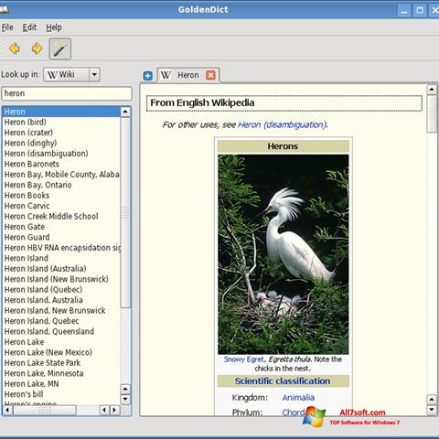 Skärmdump GoldenDict för Windows 7