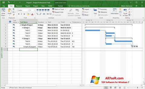 Skärmdump Microsoft Project för Windows 7