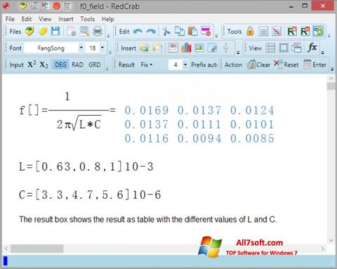 Skärmdump RedCrab Calculator för Windows 7