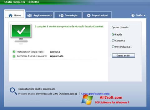Skärmdump Microsoft Security Essentials för Windows 7