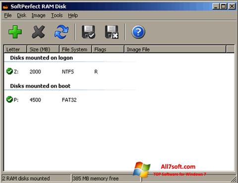 Skärmdump SoftPerfect RAM Disk för Windows 7