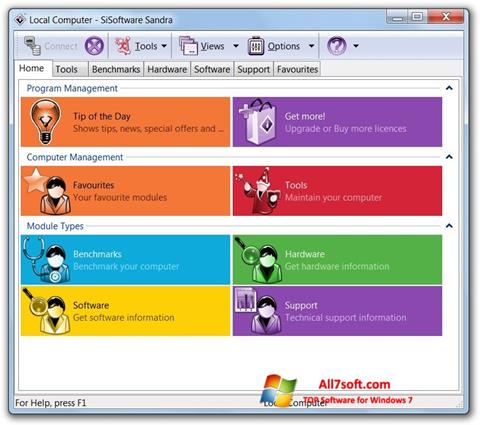Skärmdump SiSoftware Sandra för Windows 7