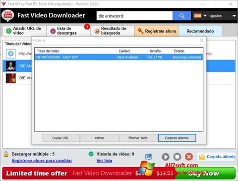 Skärmdump Fast Video Downloader för Windows 7