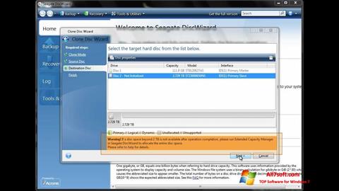 Skärmdump Seagate DiscWizard för Windows 7